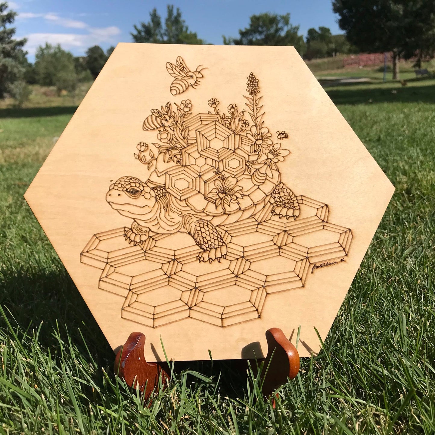 “Honey Honu” Wood Engraving