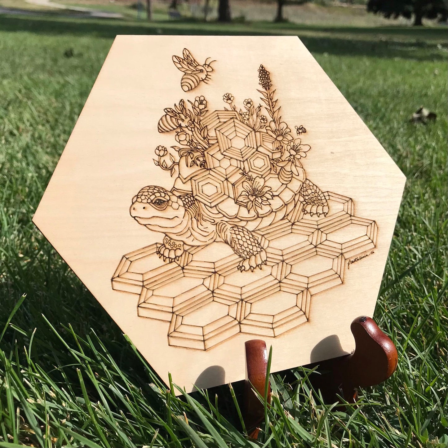 “Honey Honu” Wood Engraving