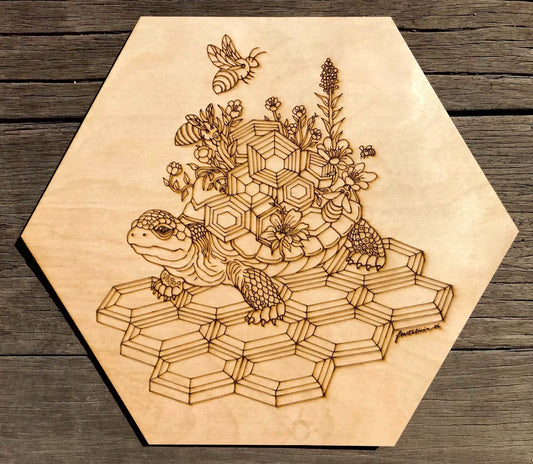 “Honey Honu” Wood Engraving