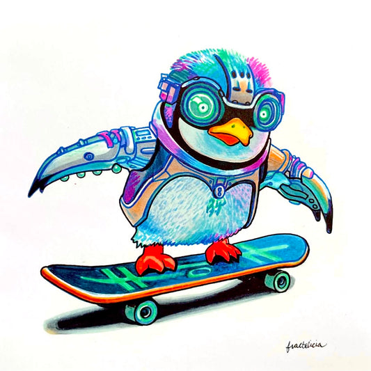 Cyberpunk Penguin Print